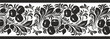© Ana Lo - Vector monochrome seamless Russian Khokhloma ornament. black fruit and berry border, frame of the Slavic peoples of Eastern Europe. For sandblasting, laser and plotter cutting.