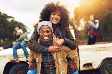 Aufkleber - Youre only young once. Portrait of a happy young couple enjoying the winter weather outside.