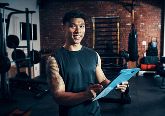 Poster - Would you like to be a member. Shot of a personal trainer holding a clipboard.