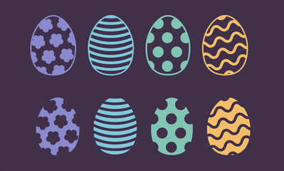 Wall Mural - Set of colorful easter eggs. Easter egg icons.