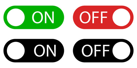 Fototapete - Flat icon On and Off Toggle switch button sign. Red, green and black. Vector illustration.
