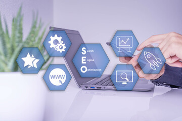 Poster - seo search engine optimisation digital marketing business technology concept