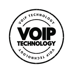Poster - Voip Technology - make voice calls using a broadband Internet connection, text concept stamp