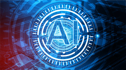 Poster - Ai technology background. 3d illustration.