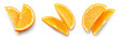 © Tim UR - Orange slice isolated top view. Orang cut flat lay on white background. Full depth of field.