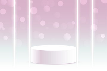 Wall Mural - 3d podium platform display with bokeh and neon lights