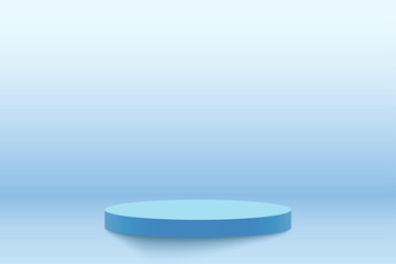 Wall Mural - realistic mockup of podium studio platform in blue colors