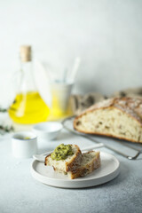 Poster - Artisan bread with homemade pesto	