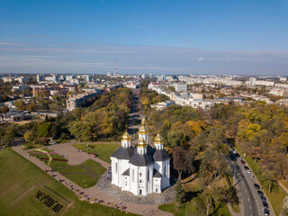 Wall Mural - Catherine's Church in Chernihiv. Aerial drone view.