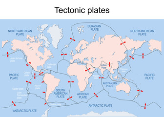  Map of Earth's principal tectonic plates.