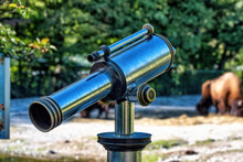 A Telescope For Observing Touristic Sightseeings And Animals At Zoo.