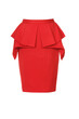 Red classic retro style midi skirt isolated on white backgroung