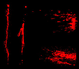 Wall Mural - overlay the blood effect. a collection of blood isolated on a black background. blood elements as de