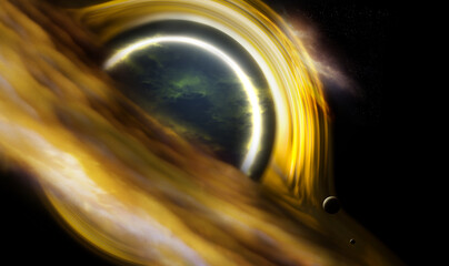 Wall Mural - black hole and stars and cloud fields in outer space.
