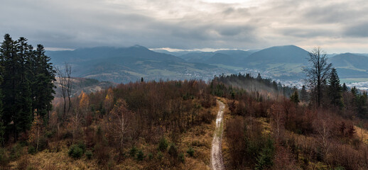  View from view tower on Tabor hill in Javorniky mountains in Slovakia