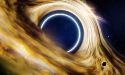 Wall Mural - black hole and stars and cloud fields in outer space.