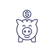 piggy bank, savings line icon