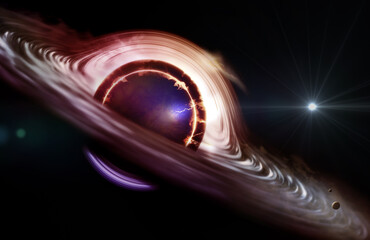 Wall Mural - black hole and stars and cloud fields in outer space.