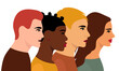 profile portrait people flat design, isolated, vector