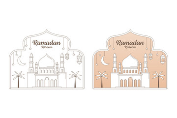 Ramadan kareem vector design illustration monoline or line art style