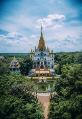 Aerial view of Buu Long Pagoda in Ho Chi Minh City. A beautiful buddhist temple hidden away in Ho Chi Minh City at Vietnam.