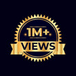 One Million Plus Views Vector.  views sticker for Social Network friends or followers, like