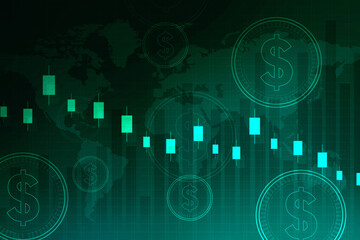 Poster - 2d rendering Stock market online business concept. business Graph 