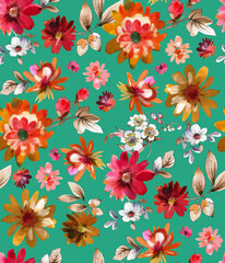 Poster - Seamless watercolor tropical pattern, floral print.