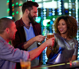 Poster - Lets get this party started. Shot of a group of people in a nightclub.