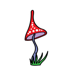 Poster - Color drawing of a mushroom. Children's illustration.
