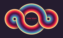 Simple Abstract Design In Retro Style With Colorful Circles. Vector Illustration.