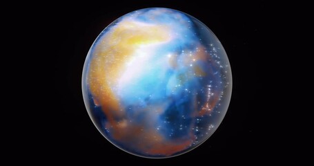 Wall Mural - nebula and star particle in a glass globe, circular motion on black background. starlight nebula in 