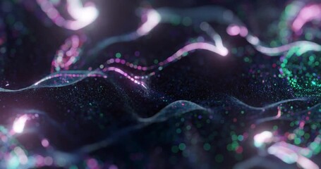 Poster - abstract blue and purple neon wave and swirling liquid. technology digital wave concept. beautiful m