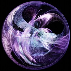 Poster - abstract particle with shiny luminous purple waves orb, colored swirl, organic shape. 3d rendering