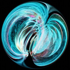 Poster - abstract swirl and particles in a sphere. 3d render