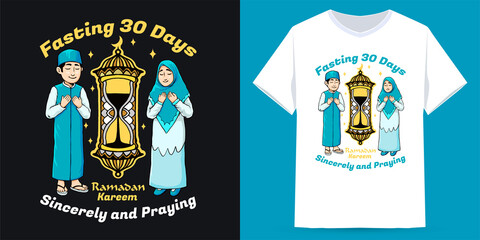 Fasting in Ramadan Kareem Suitable for Screen Printing Premium Vector