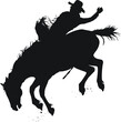 Vector silhouette of a rodeo cowboy riding a bucking bronc In the bareback bronc rodeo event.