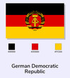 Vector Illustration of German Democratic Republic flag isolated on light blue background. Illustration German Democratic Republic flag with Color Codes. East Germany flag. vector eps10.