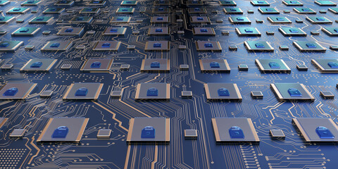 Aufkleber - Security concept/Cyber security concept. Padlock icon on digital technology   background. Illustrates cyber data security or information privacy idea in mother server is processing the data.