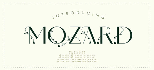 Elegant wedding alphabet letters font and number. Typography Luxury classic lettering serif fonts decorative vintage retro concept. vector illustration