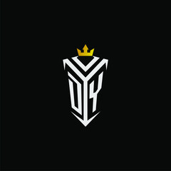 DY monogram logo initial for shield & crown style design