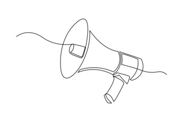 continuous single one line art drawing of megaphone speaker for news and promotion vector illustrati