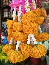 Marigold Garland In Public Temple At Thailand