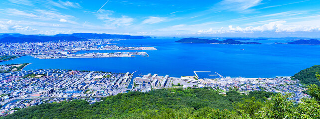 Wall Mural - 高松市　地方都市　四国　香川県　ハイアングル　【 屋島 からの パノラマビュー 】