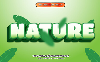 Wall Mural - Nature fresh green white 3d editable text effect template design typography headline  leaf green