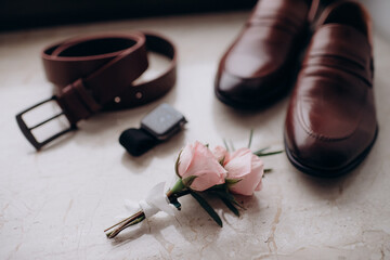 Wall Mural - men's accessories, layout of the groom's details