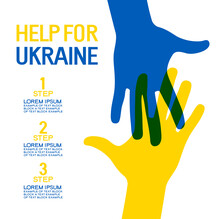 Help Ukraine Concept. Ukrainian And Russian Military Crisis. Helpful Icon. Infographics Design Elements. Template Background.