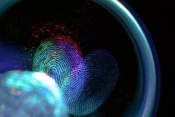 Aufkleber - Beautiful abstract blue, green colored  fingerprint on background texture for design. Macro photography view.