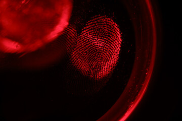 Poster - Beautiful abstract RED colored  fingerprint on background texture for design. Macro photography view.