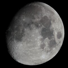 Wall Mural - close up of waxing gibbous moon seen with telescope